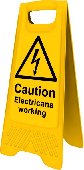 Cleaning Stand - Caution Electricians Working