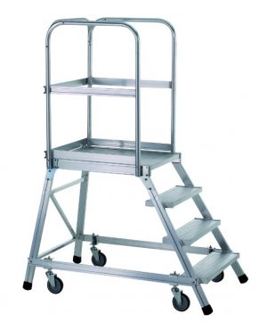 Zarges - Mobile Work Platform Single-Sided with Aluminum Treads & Platform 7 Tread