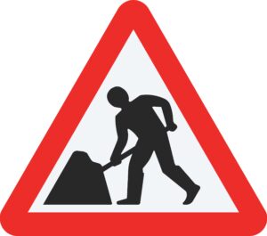 Men at Work Metal Sign, 750mm Triangle