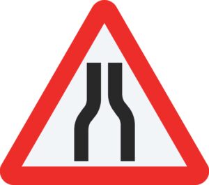Road Narrow Both Sides Metal Sign, 750mm Triangle